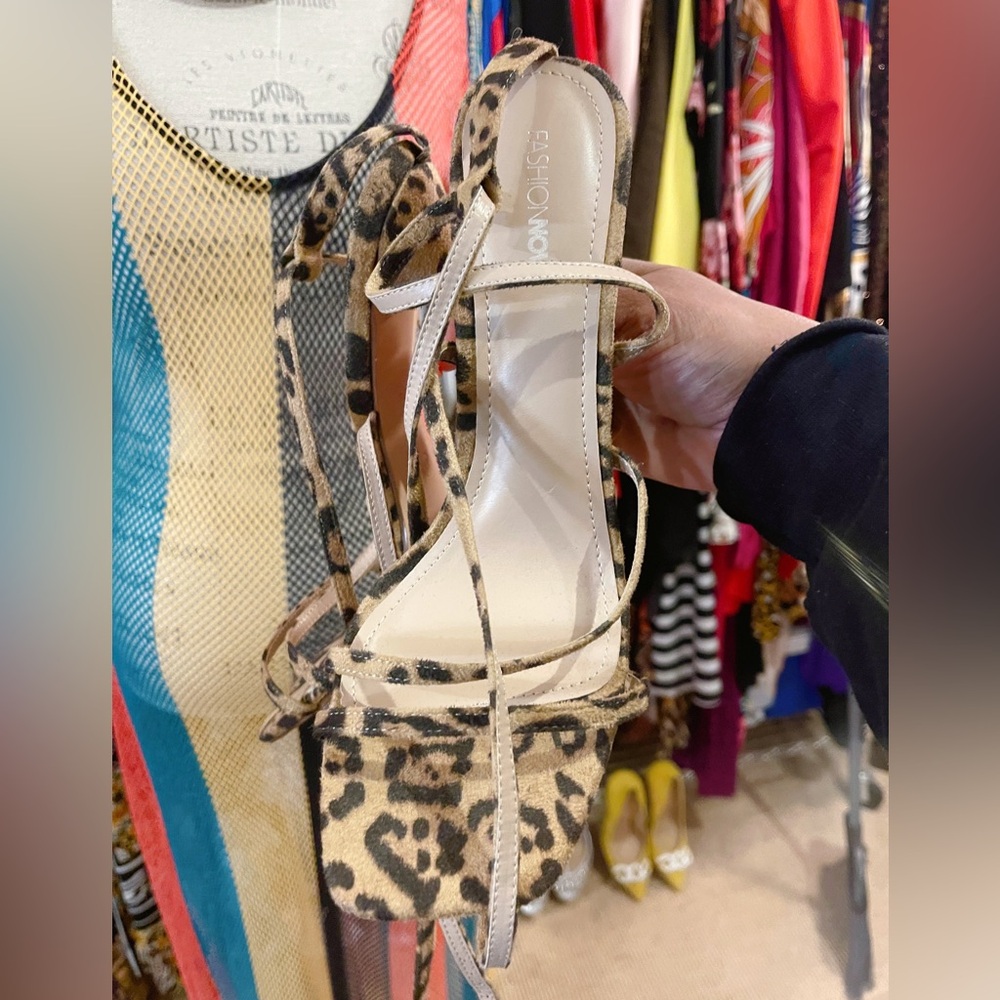 Animal Print Strappy Heels - Picture 3 of 5